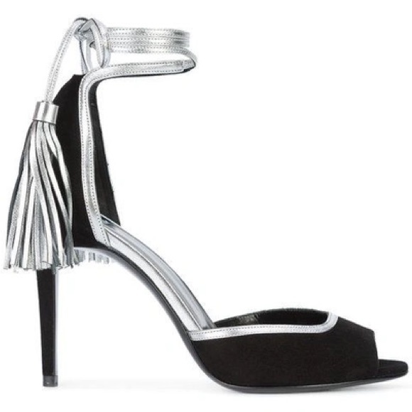 New Pierre Hardy leather suede black silver tassel sandals - Picture 3 of 12